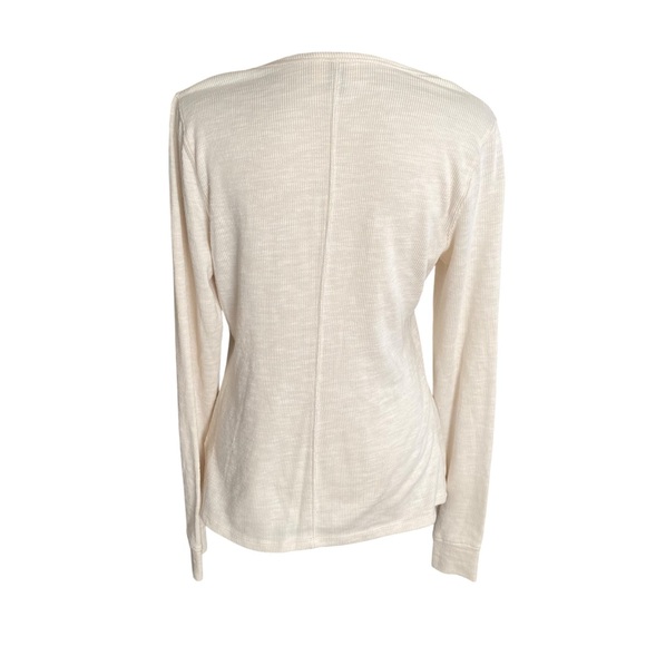 Universal Thread Cream Long Sleeve Ribbed Henley Women's Size Medium - Picture 2 of 3